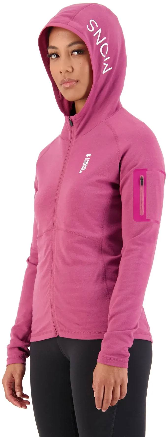 Mons Royale Ascend Midi Full Zip Hood Berry L